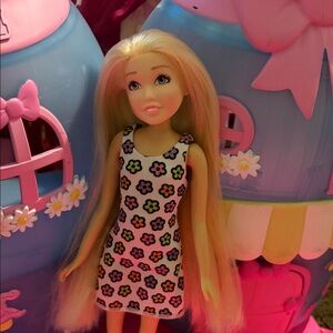 Colorful Floral Dress Doll with Blonde Hair